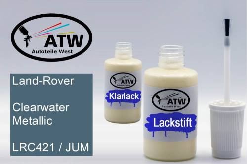 Land-Rover, Clearwater Metallic, LRC421 / JUM: 20ml Lackstift + 20ml Klarlack - Set, von ATW Autoteile West.